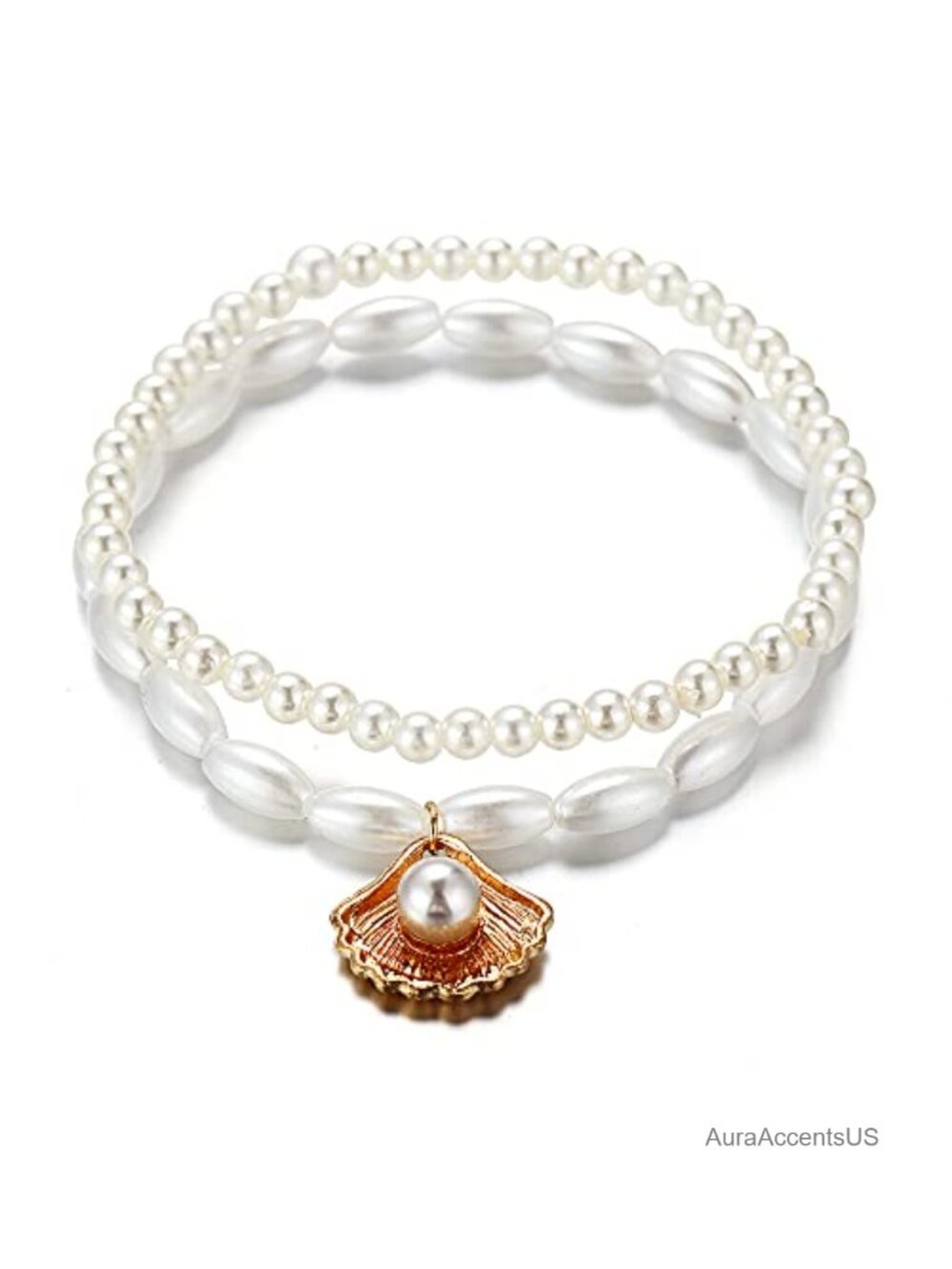 Layered Pearl Shell Anklet Set Boho Beach Ankle Bracelet Chain